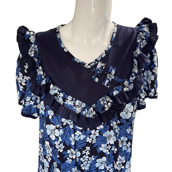 Jane M Honolulu Vintage Ruffle Collar Shift Dress Tropical Prairie Sun Size 14 - Picture 2 of 16